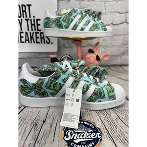 Adidas X Jeremy Scott Money Superstar Mens 9 Green Money Sign JS Collab NEW